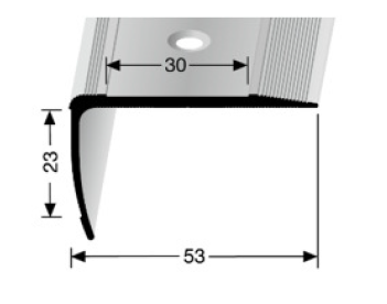 Treppenkantenprofil (713) für selbstklebende Gleitschutzeinlagen, versenkt gebohrt