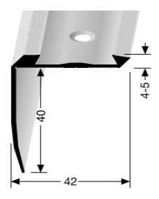 Treppenkantenprofil (709) für PVC-Gleitschutzeinlagen, versenkt gebohrt